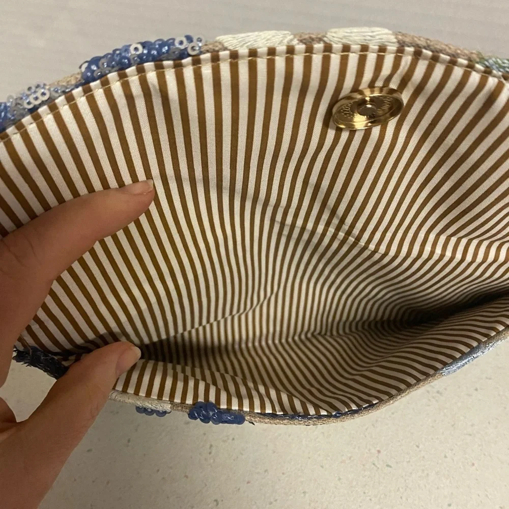 Floral Sequin Envelope Lightweight Straw Clutch